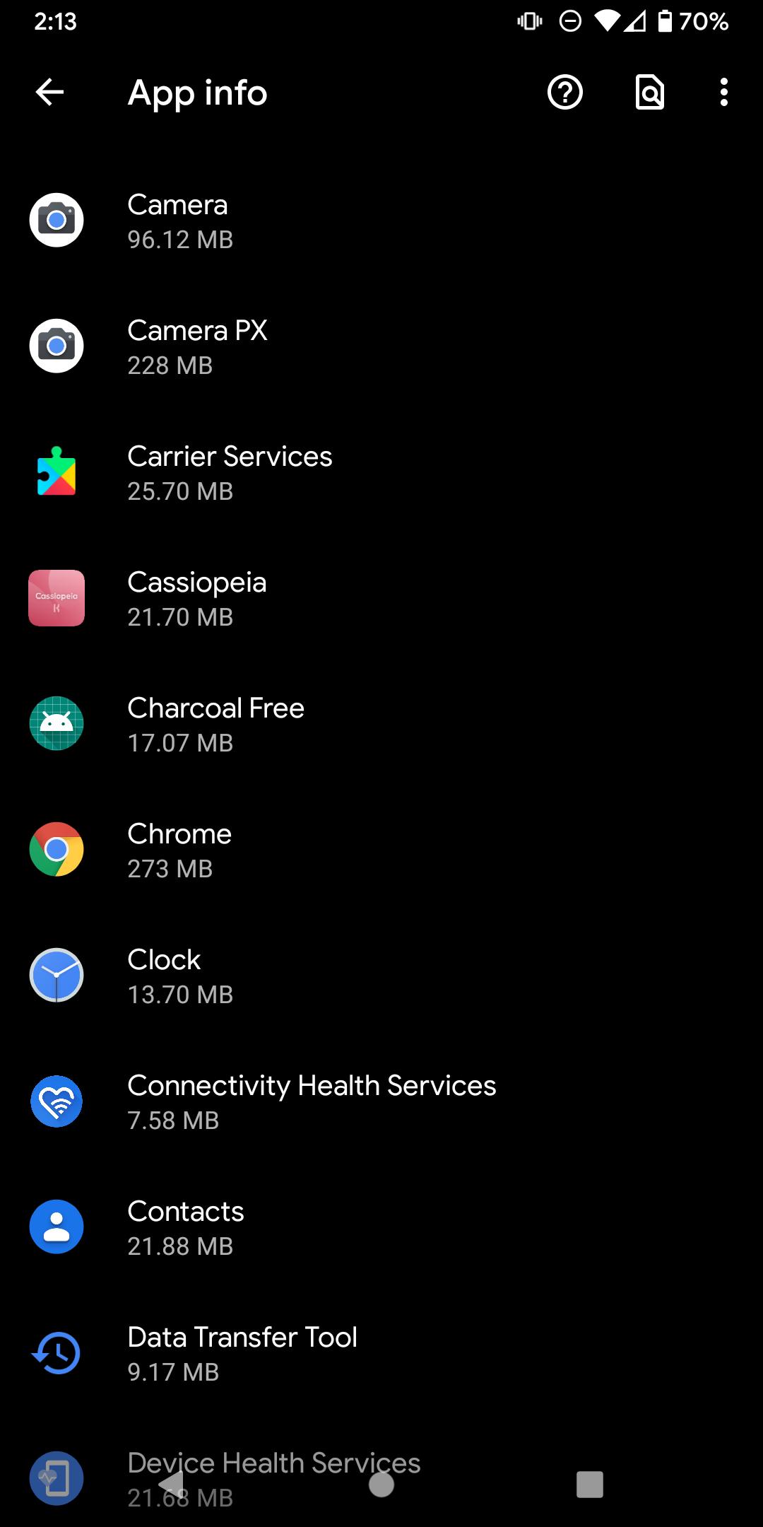 Browser settings option in Android menu
