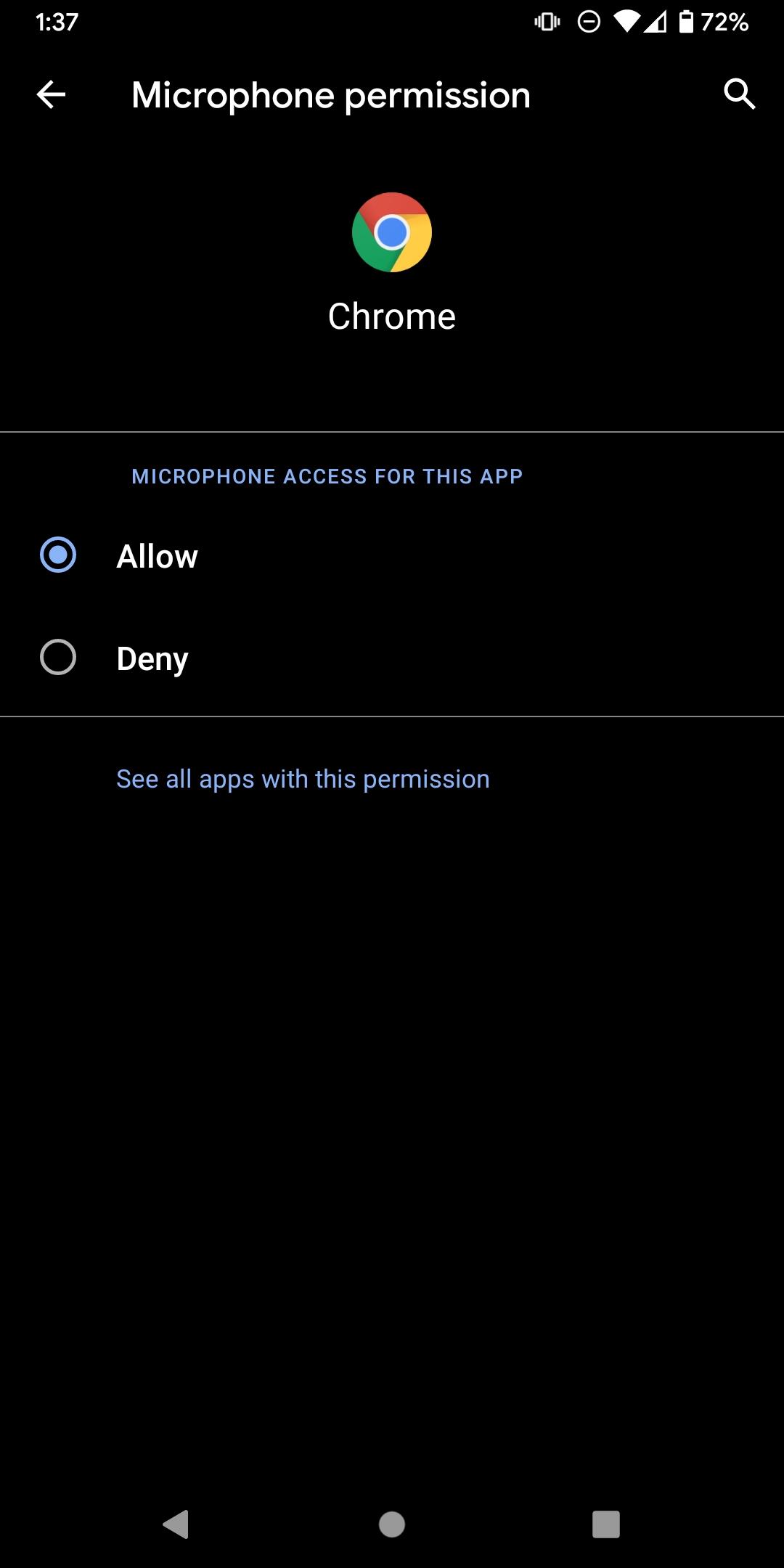 Microphone Permissions option in Android browser settings